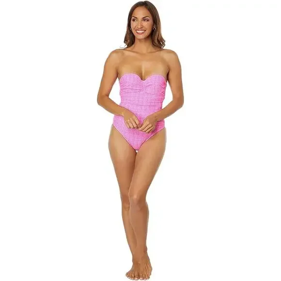Lilly Pulitzer Women's The Same Line Bandeau One Piece Swimsuit Pink Size 14 NWT - Picture 4 of 11